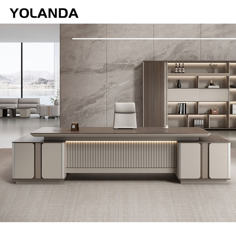 Yolanda Boho Organiser Luxury L Shaped Table Home Coworking Office Desk with Storage Drawers Sectional Office Furniture Sets
