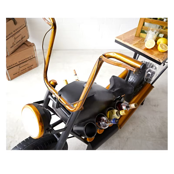 Rustic Chopper Bike Inspired Bar Table For Home Lounge Dining Area Cafe Garage Or Game Room With Retro Iron Look From India