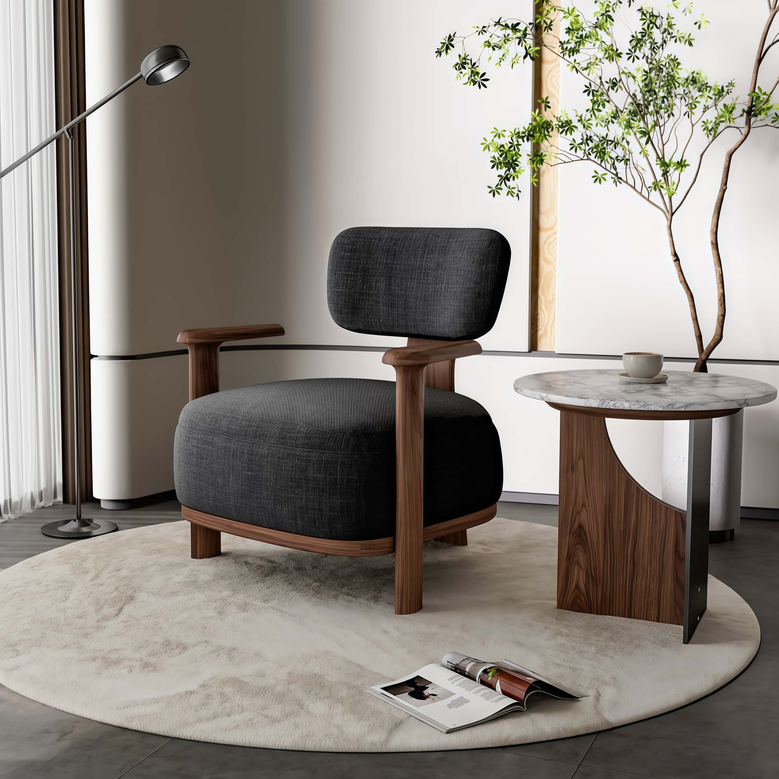 Modern Simple Leisure Sofa Chair Minimalist Solid Wood Living Room Bedroom Apartment Single Light Luxury Sofa