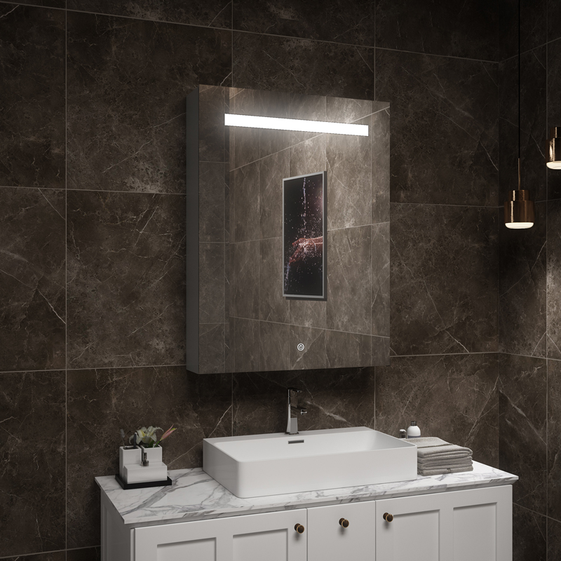Modern Aluminum LED Bathroom Cabinet with Mirror for Apartment &amp; Villa