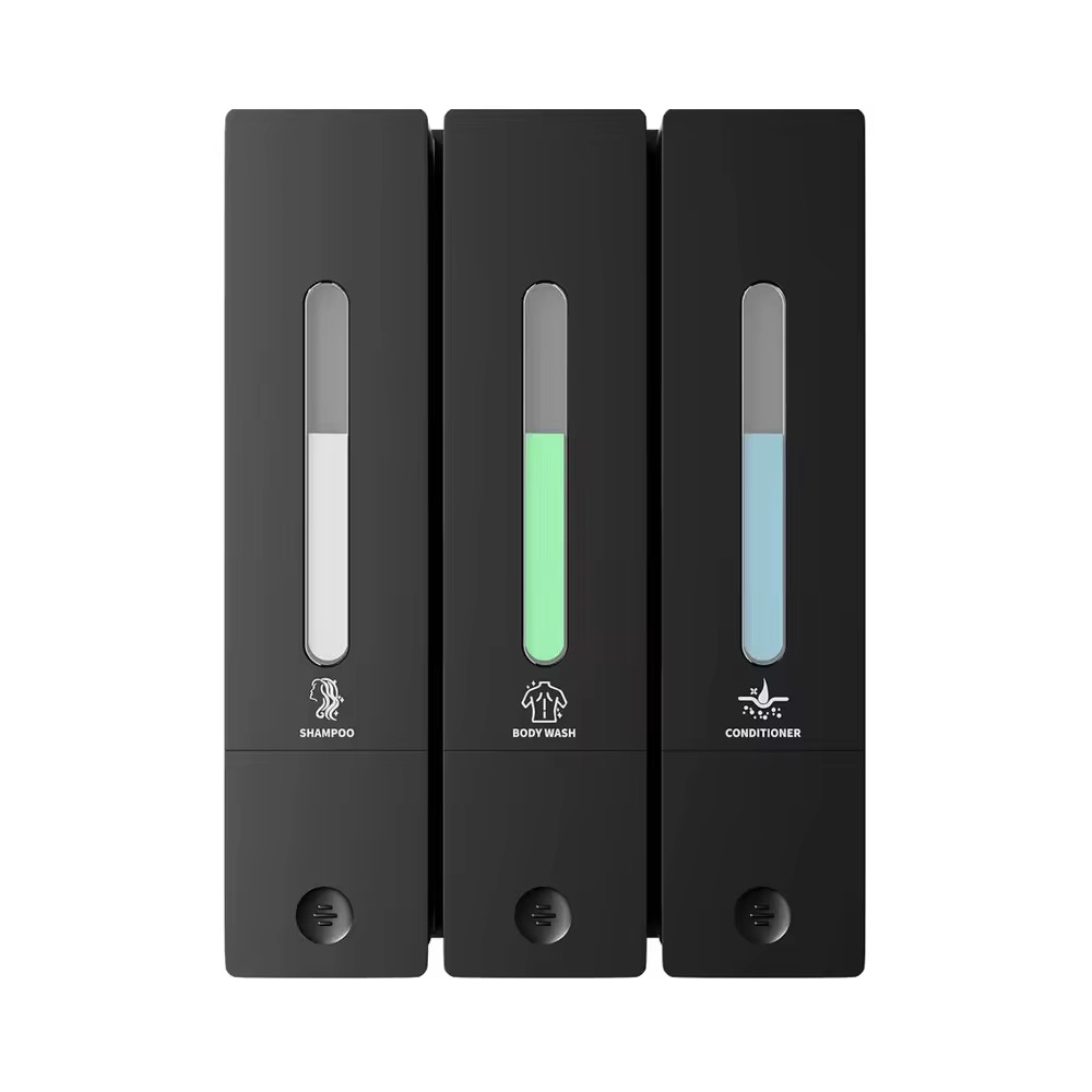 400ml Luxury 3-in-1 Wall Mount Liquid Hand Soap Dispenser Shampoo Conditioner Holder Bathrooms No Drilling Required 3 Bottle