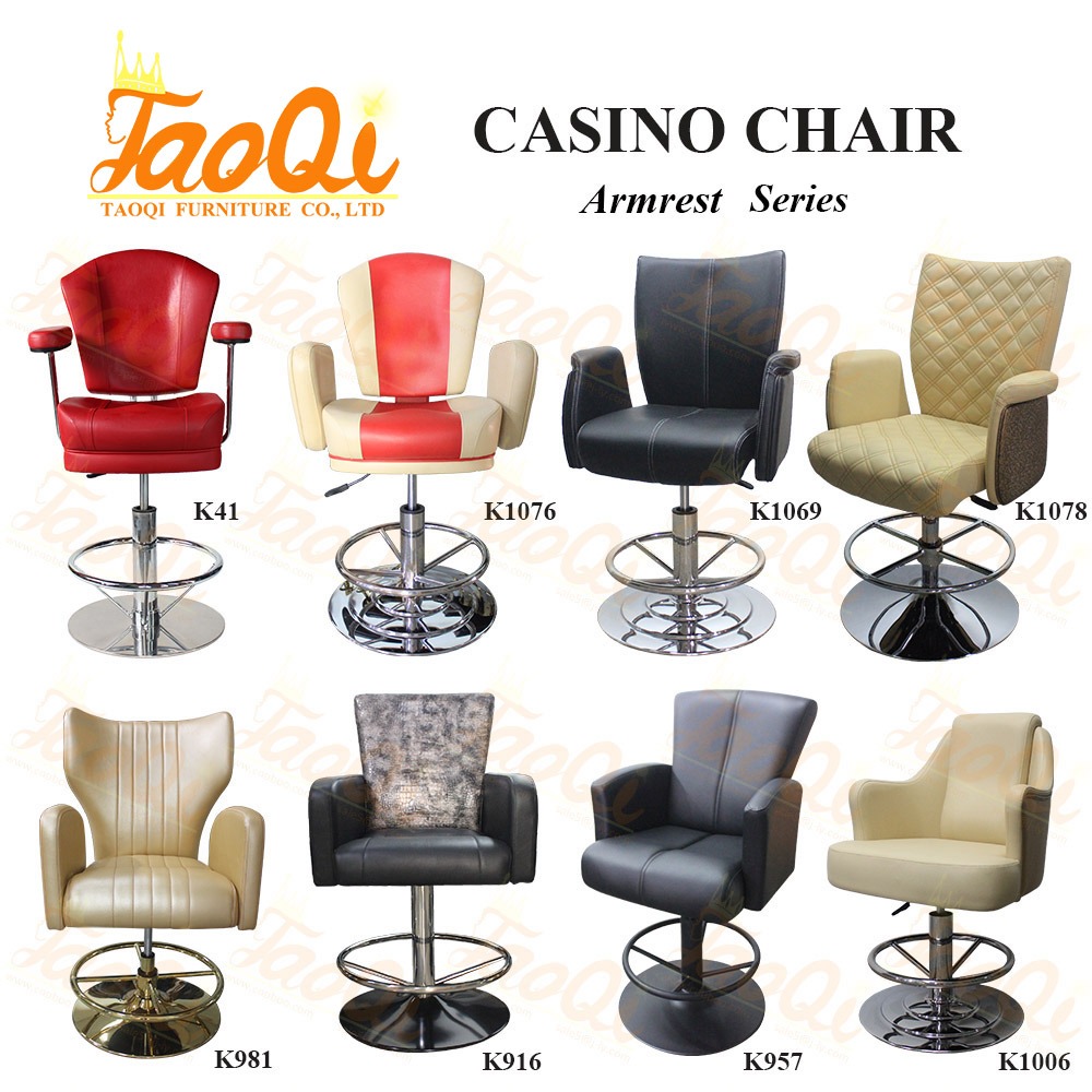 K1078 Casino Chair High Quality Upmarket PU Leather Metal OEM Modern Furniture Chrome Gaming Slot Poker Roulette Bar Stool