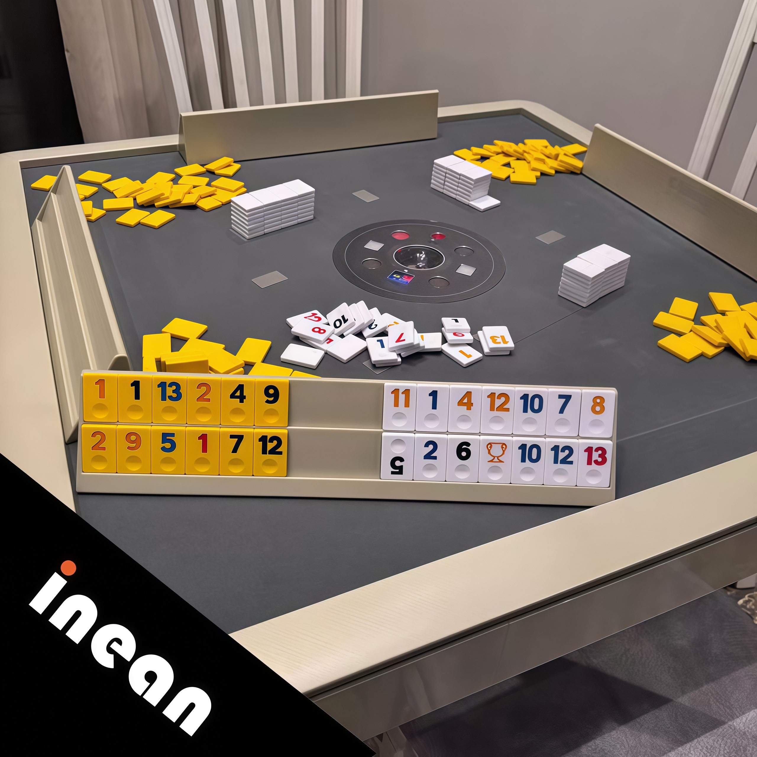 Inean Play Automatic Shuffle Okey Rummy Board Game Table Advanced Casino Room Table For Local Coffee Bar Events Attractions