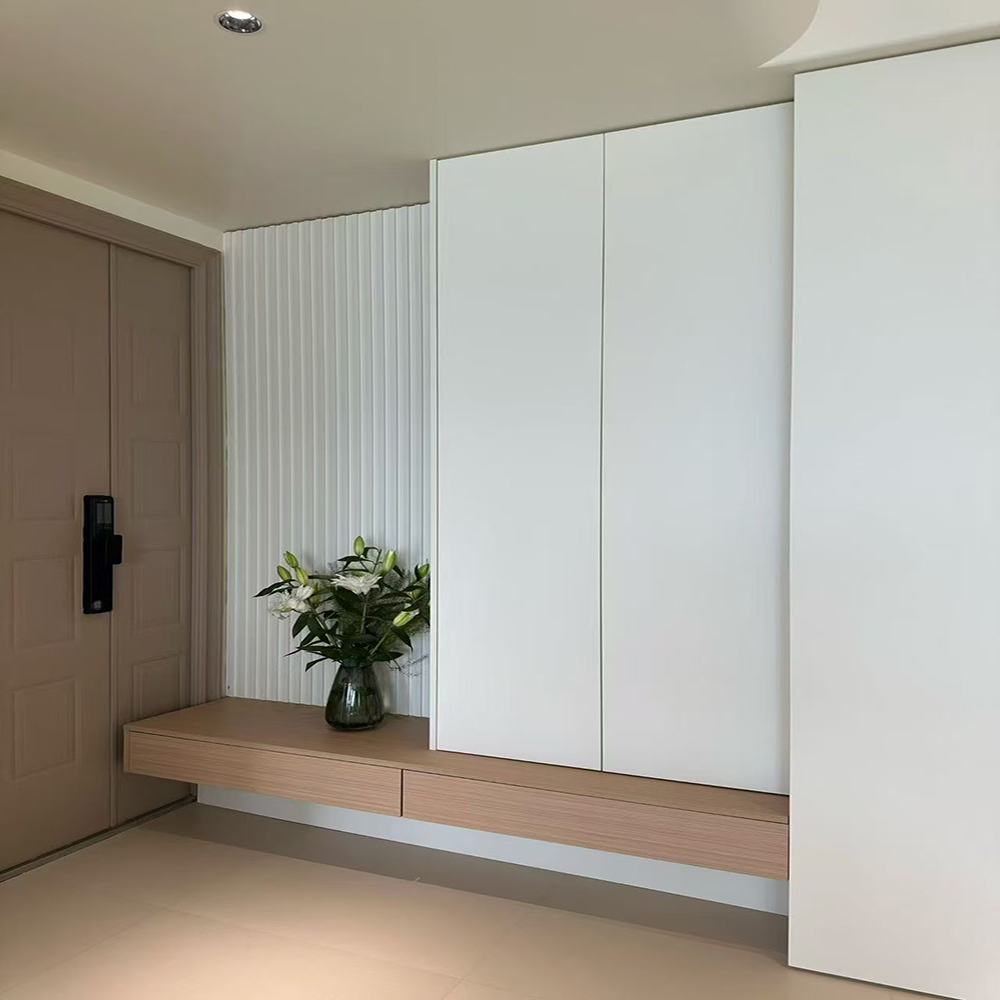 Modern Eco-Friendly Wooden Cream-Style High-Capacity Living Room Furniture Customizable Entryway Shoe Cabinet Easy Assemble