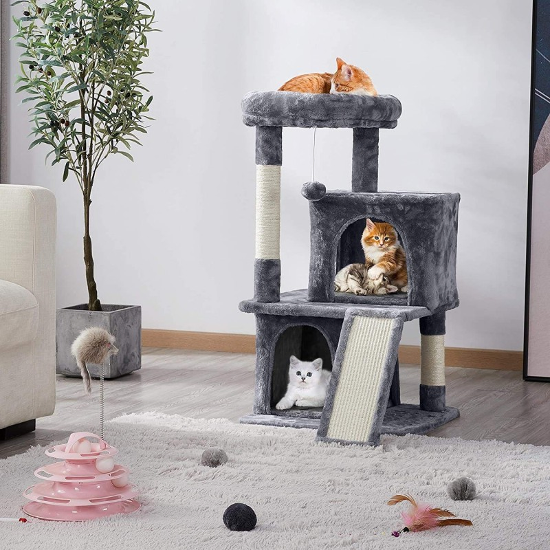 Stylish Light Gray Cat Tower Sustainable Pet Furniture Solution Pet Product