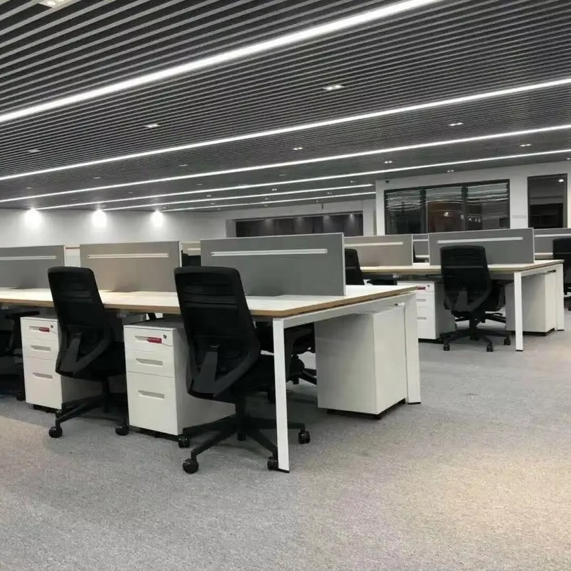 Modern Minimalist 2-8 Seater Office Furniture Cold Rolled Steel Frame Workstation Desk with Melamine Wood for office Use