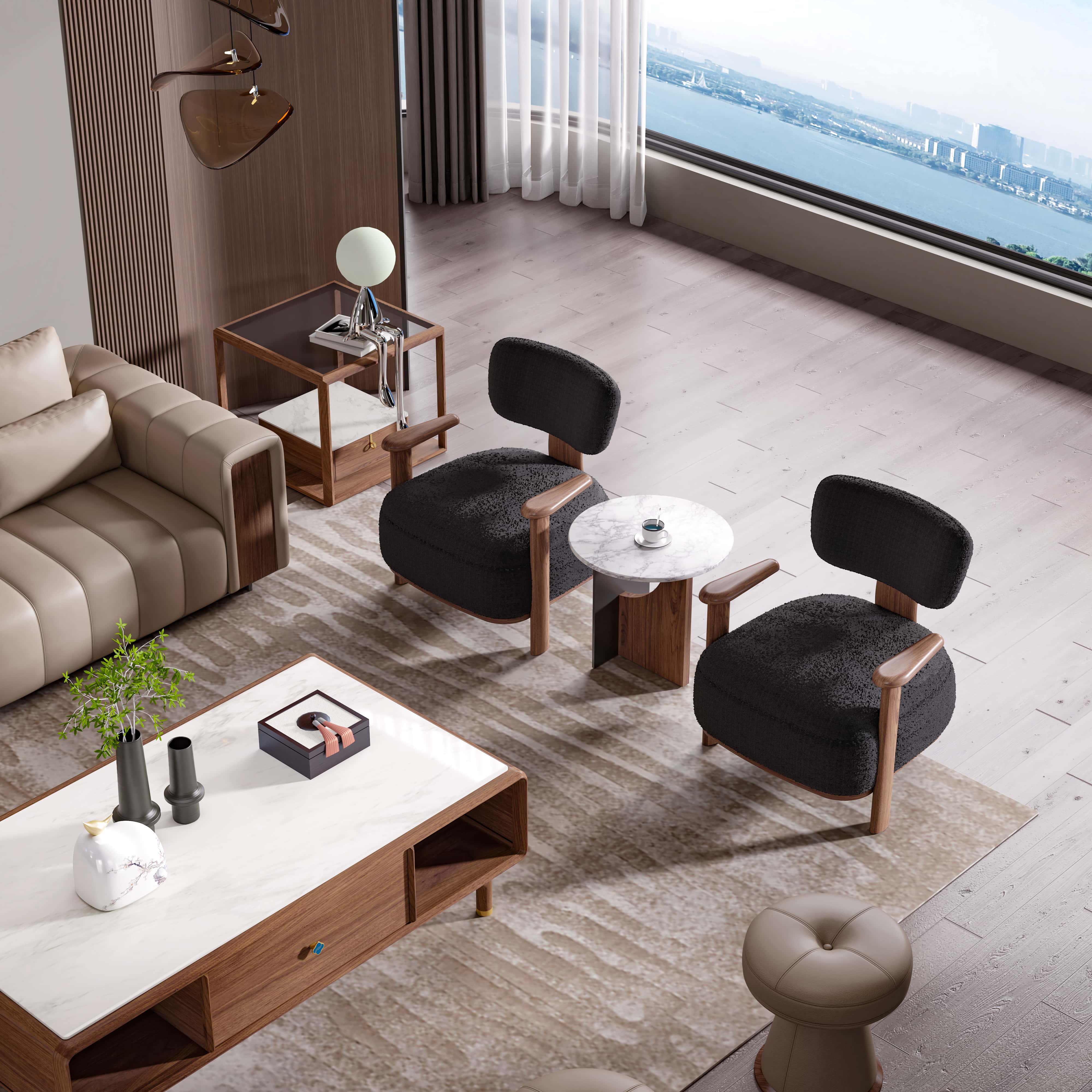 Modern Simple Leisure Sofa Chair Minimalist Solid Wood Living Room Bedroom Apartment Single Light Luxury Sofa