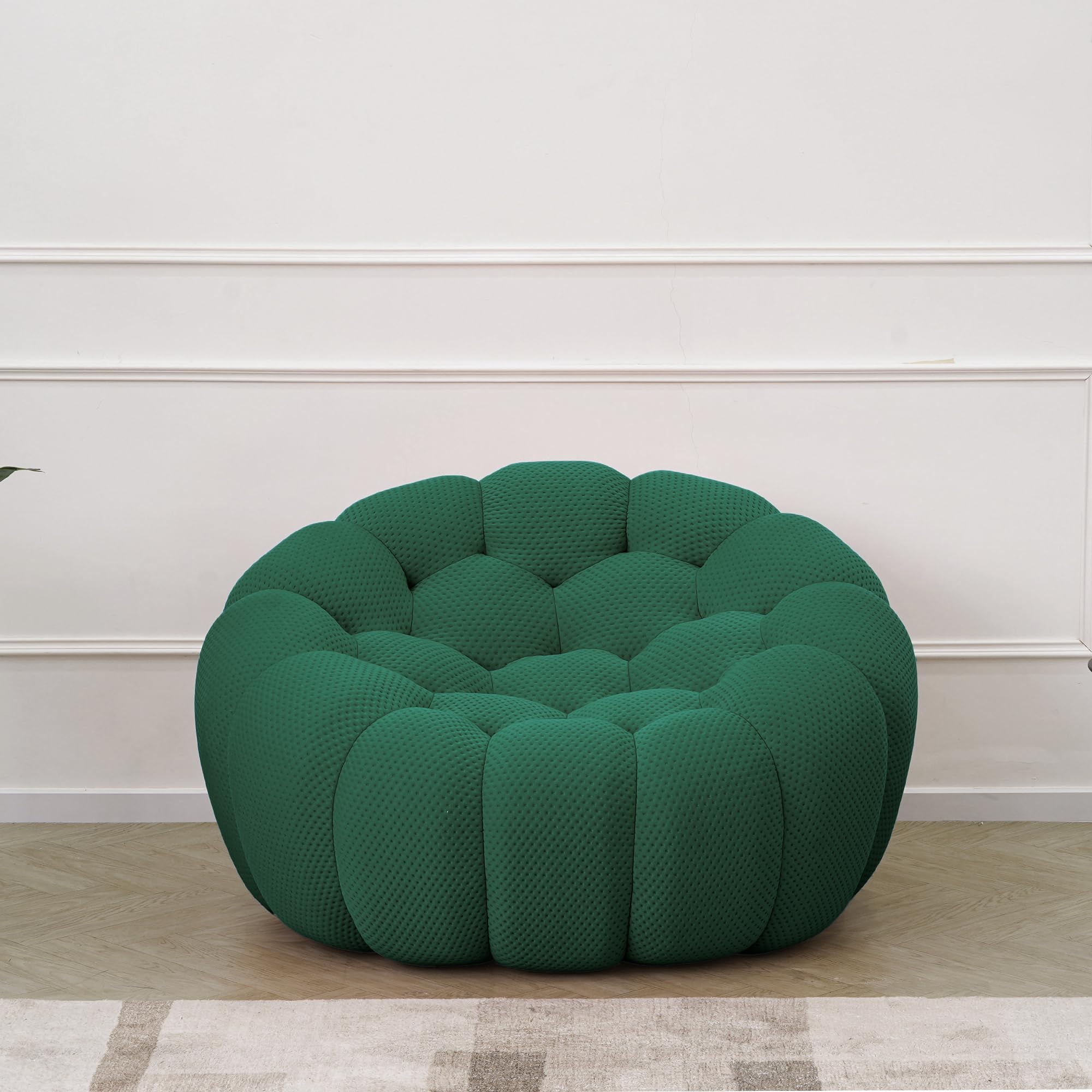 47.2" Modern Curved Sofa 70D Upholstered Single Seat Boneless Round Shape Comfortable for Hotel &amp; Living Room Small Spaces