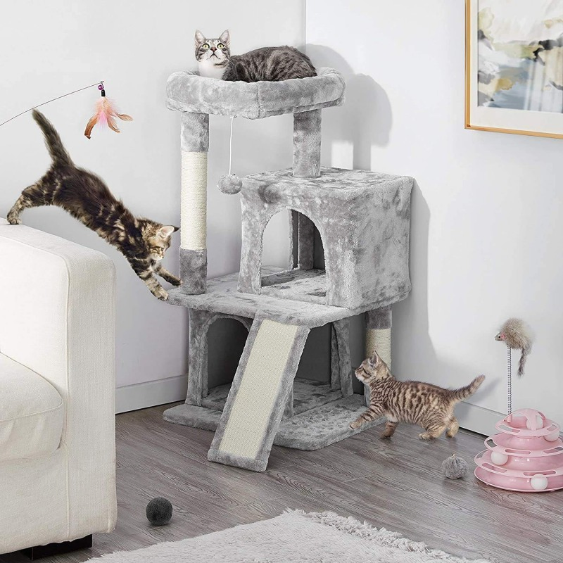 Stylish Light Gray Cat Tower Sustainable Pet Furniture Solution Pet Product