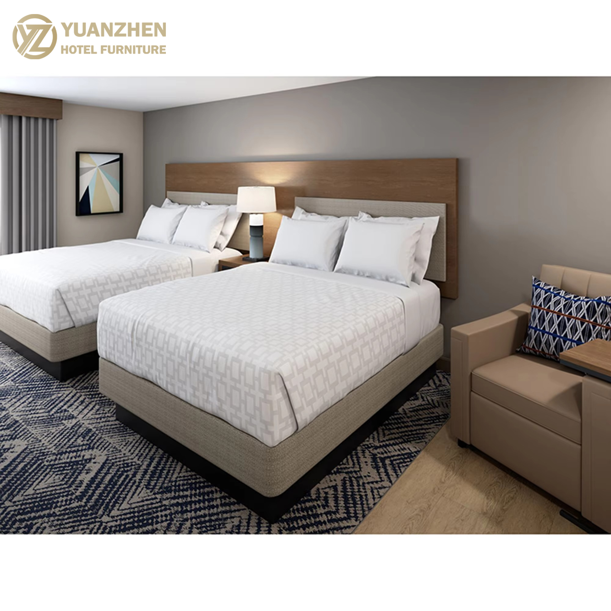 IHG's Luxury Modern MDF Wood Bedroom Furniture for 3-Star Hotels Apartments European Style Candlewood Suites Eco-Friendly