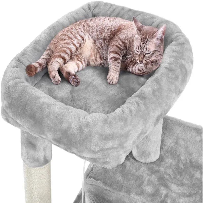 Stylish Light Gray Cat Tower Sustainable Pet Furniture Solution Pet Product