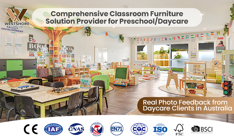 Montessori Nursery Wooden Preschool Classroom Furniture Kids Playing Learning Areas Cabinet Storage Unit Set for Daycare Centre