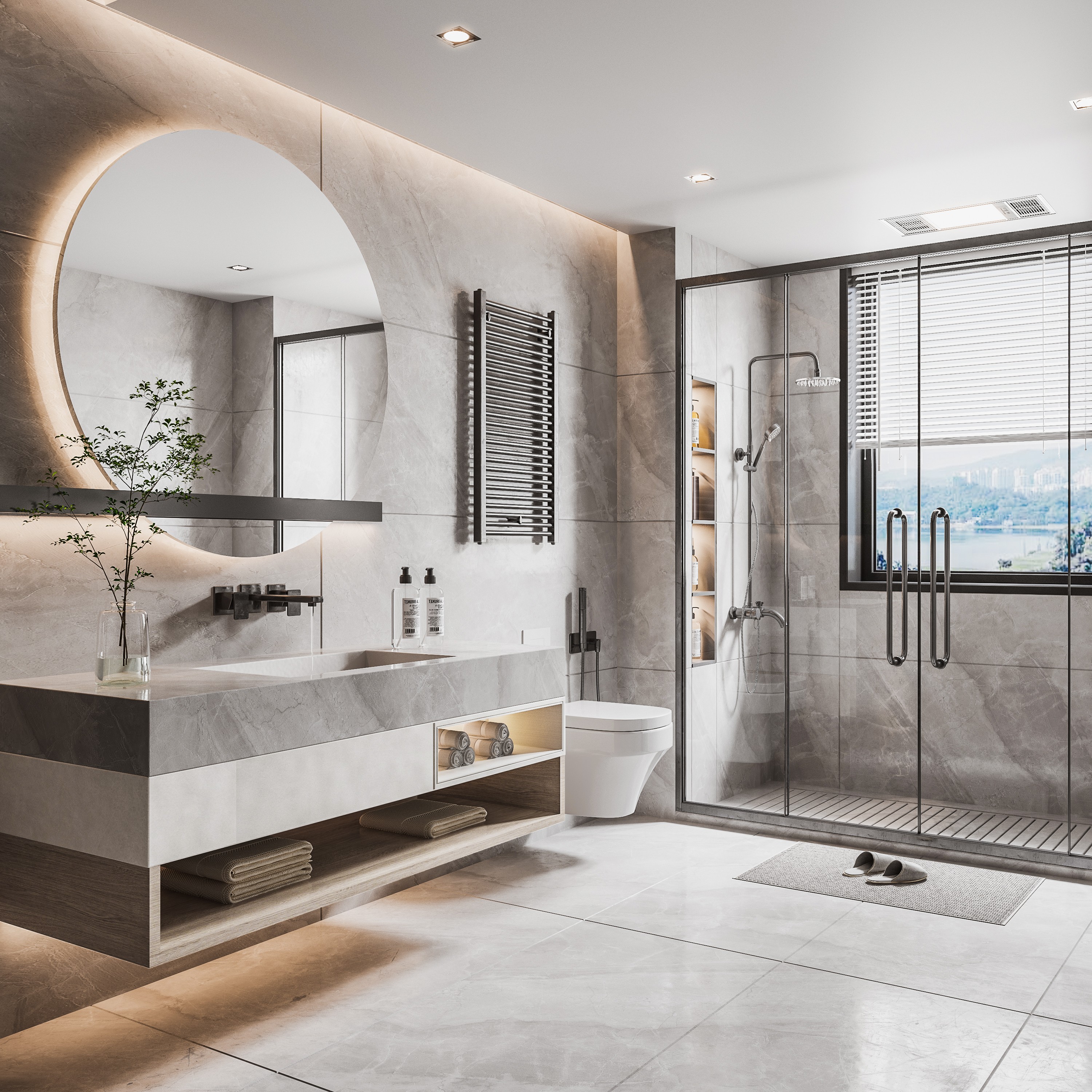 Customized Multi-functional Furniture for Bathrooms Modern Fashion Mirror Cabinet Bathroom