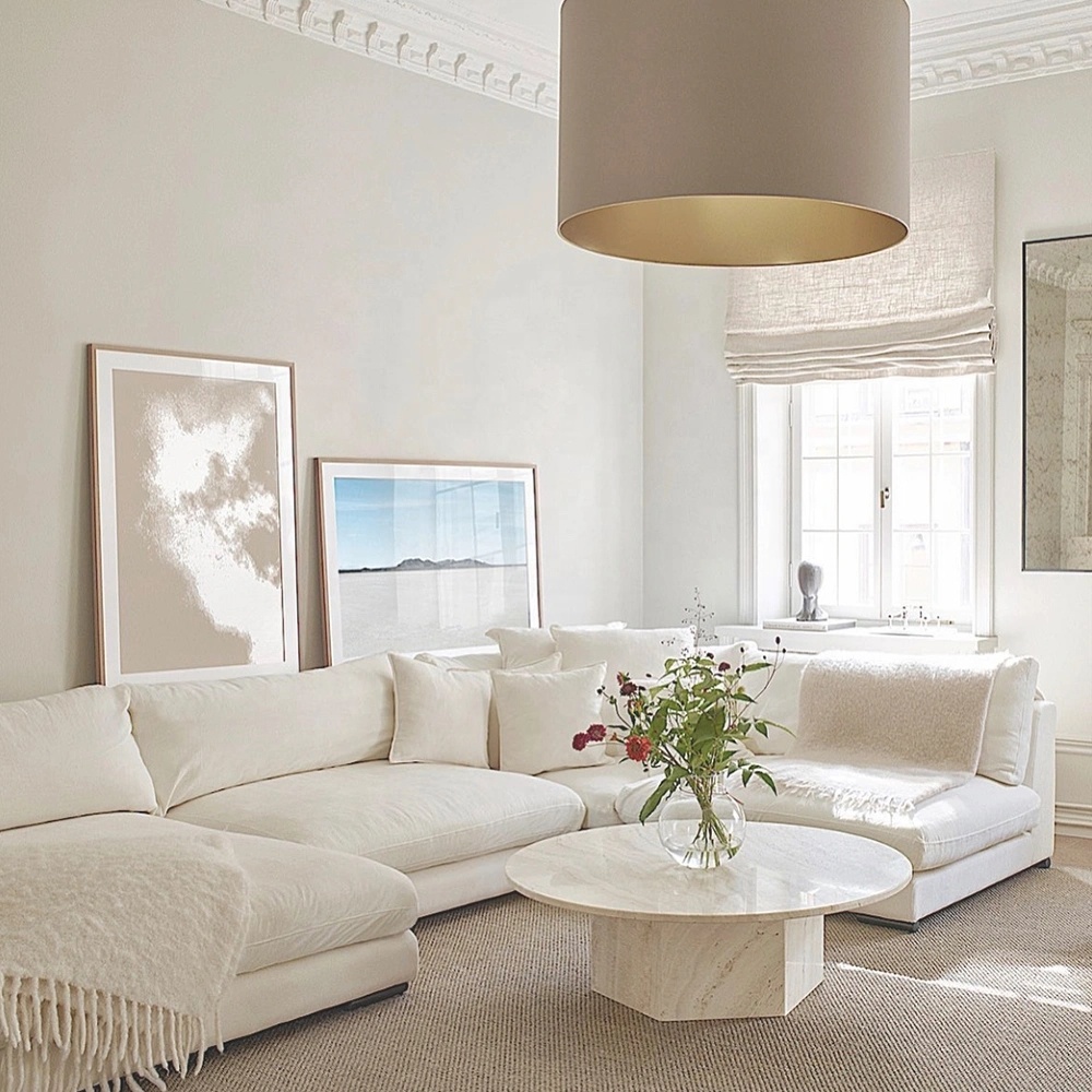 Modern Customized Living Room Furniture White Linen Module Sofa Feather Comfortable Sectional Couch