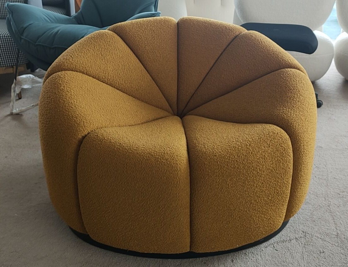 Nordic-style Light Luxury Eco-Friendly Upholstered Lambswool Fabric Three Seat Chesterfield Sofa Pumpkin-shaped Minimalist Sofa
