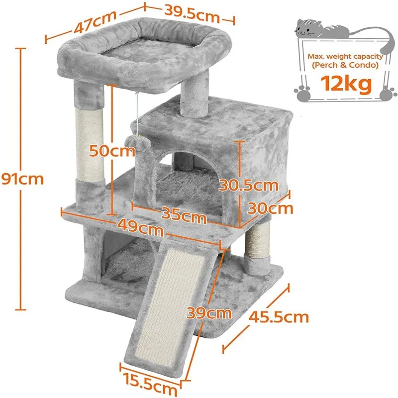 Stylish Light Gray Cat Tower Sustainable Pet Furniture Solution Pet Product