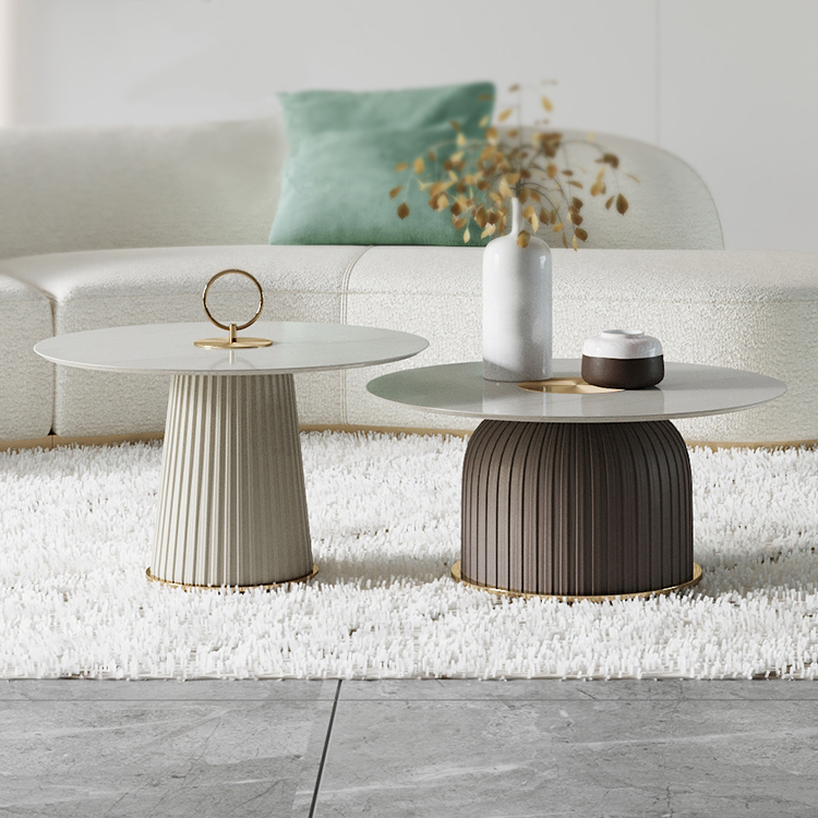 Greenfield Furniture Home Modern Minimalist Casual Furniture Round Sintered Stone Luxury Table Top Coffee Table
