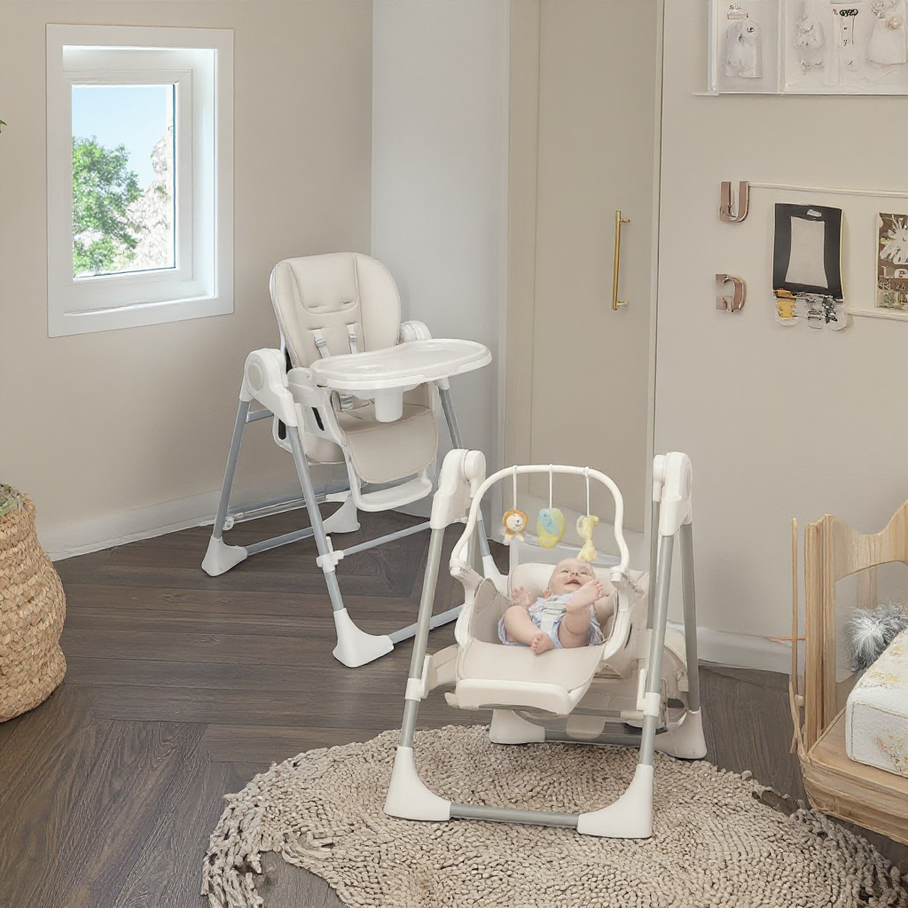 Modern Intelligent Automatic Electric Baby Swing High Chair and Highchair Rocking Chair for Babies Kids Furniture Aged 0-3 Years