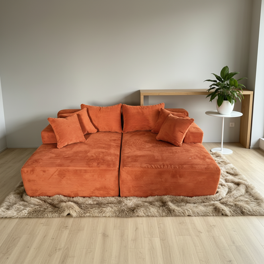 Modern Minimalist Velvet Fabric Modular Sectional Sofa Set Light Luxury Feather Lounge Big Mac Style Vacuum Packing Apartment