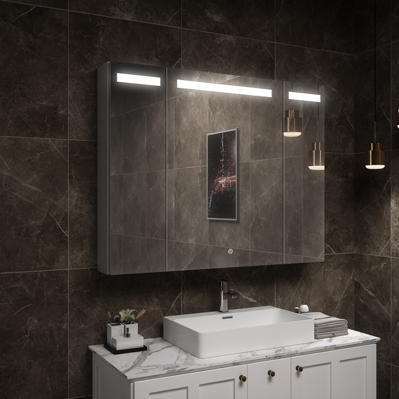 Modern Aluminum LED Bathroom Cabinet with Mirror for Apartment &amp; Villa