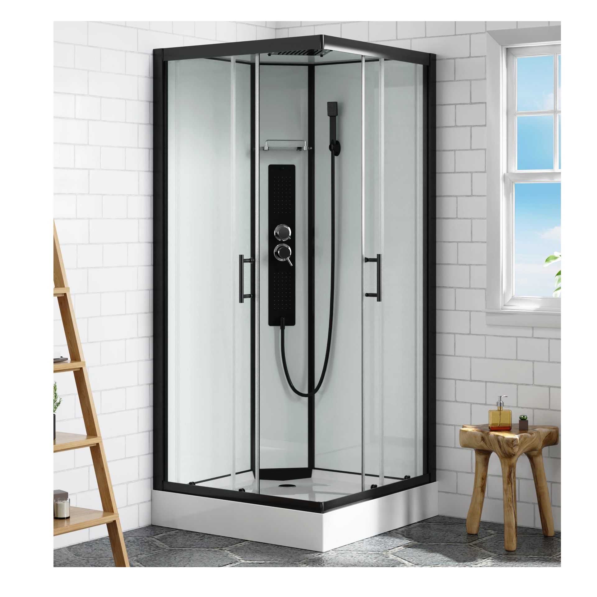 Fast Fit Easy Click Assembly System Square Modern Shower Room 90x90x210cm Shower Cabin Glass Shower Cubical