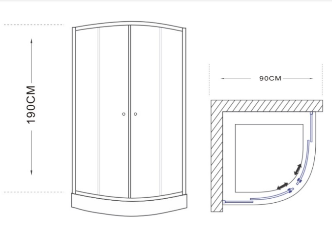 Fast Fit Easy Click Assembly System Square Modern Shower Room 90x90x210cm Shower Cabin Glass Shower Cubical