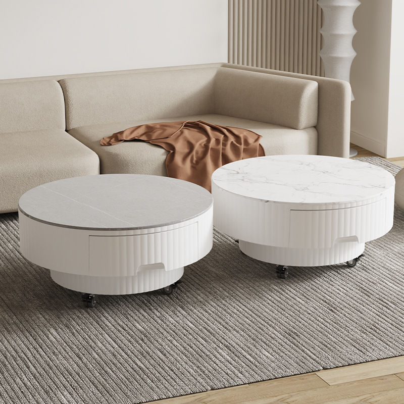 New Nordic Simple Round Coffee Table with Storage Small Apartment Living Room Multifunctional Space Craft