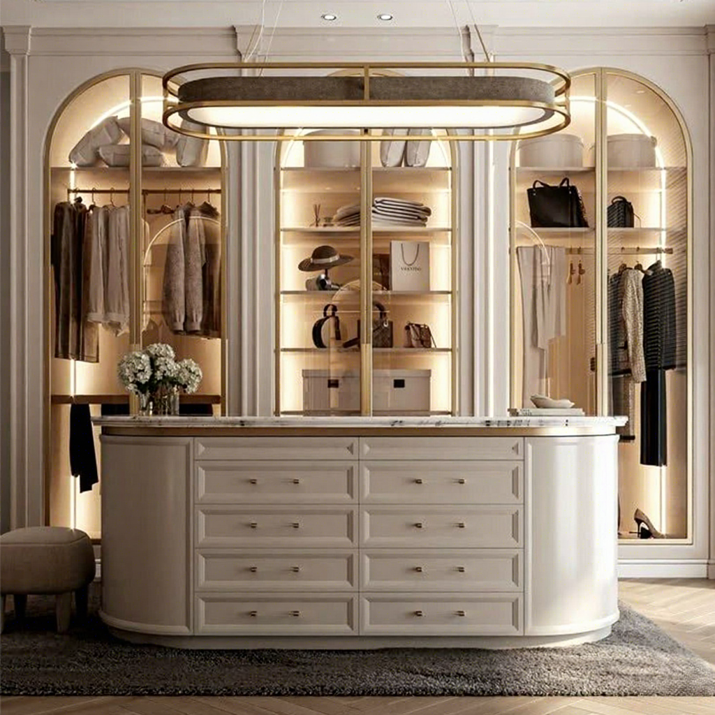 Dressing Room Closet Wardrobe Center Island With Storage Drawer For Villa