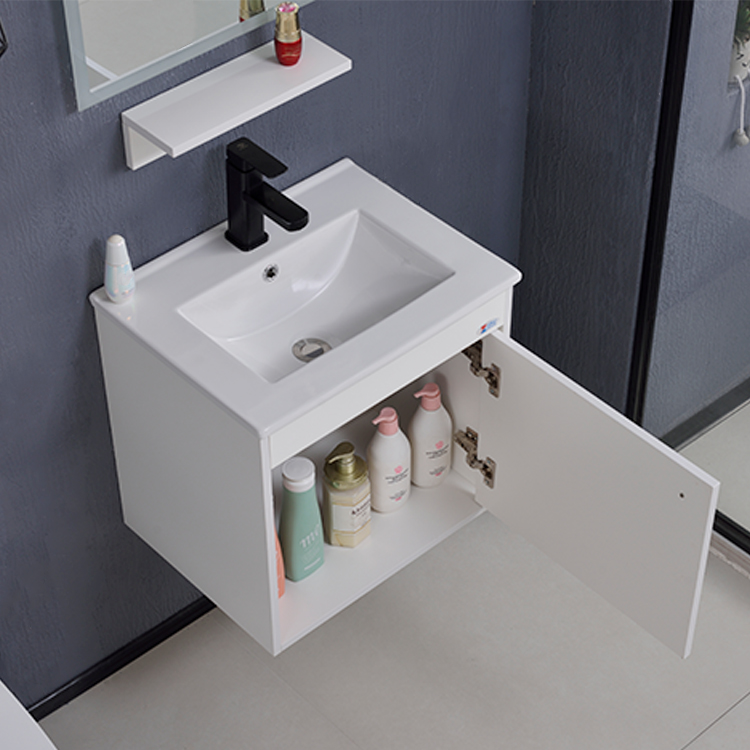 Modern Bathroom Vanity Set with Ceramic Basin Water Resistant Solid Wood Furniture