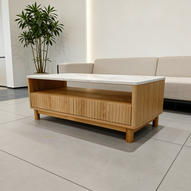 Minimalist Coffee Table for Living Room, Modern Simple Center Table with Clean Line Design