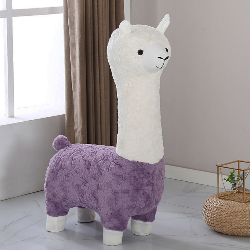 Factory Hot Sale Cute Alpaca Plush Kids Seat Fun Animal Stool Wholesale Kids Stool for Nursery Kindergarten Home Indoor Play Use
