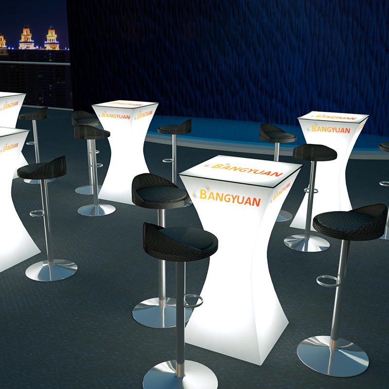Customized LOGO LED Pool Table High Table and Stool Set Bar LED Lighting Dining Table Party Disco