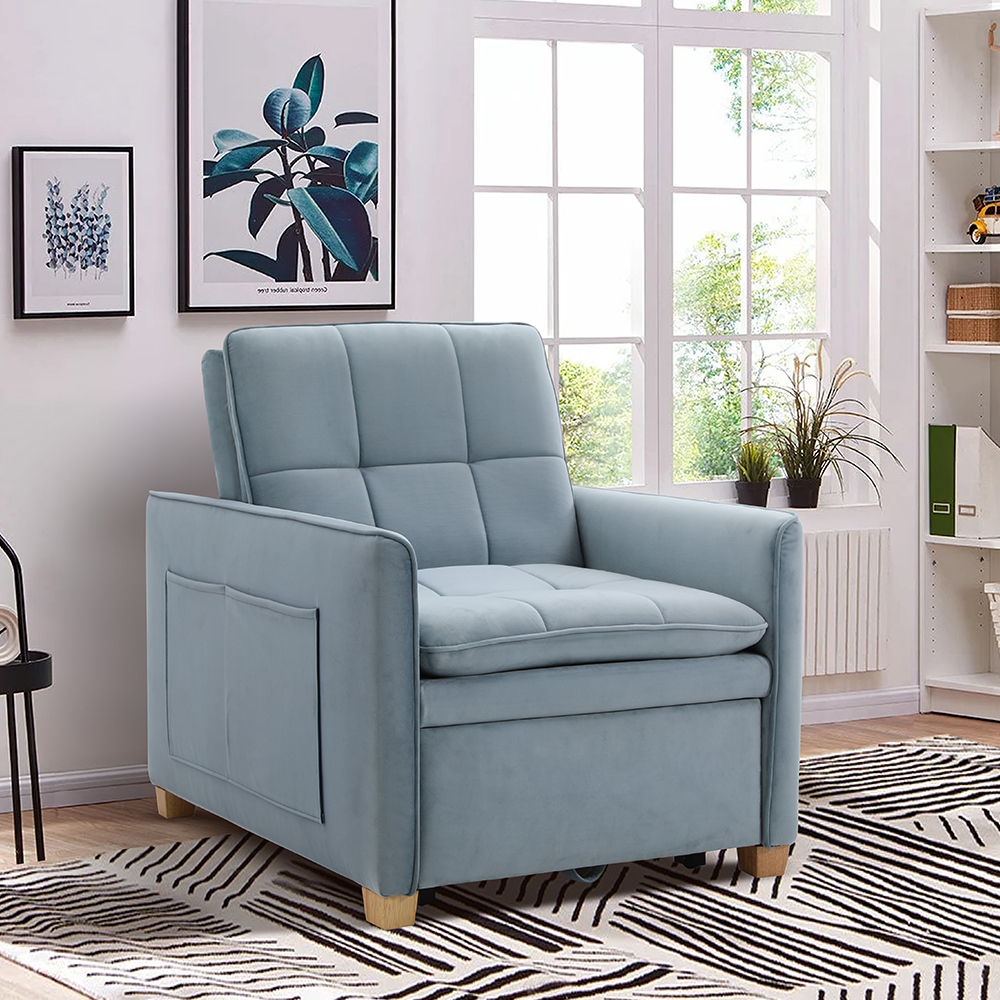 Soft Small Single Leisure Sleeper KD for Small Space Multi-function Foldable Chair Sofa Bed for Apartment