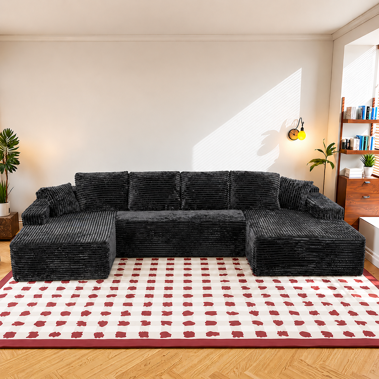 Modern Modular Sectional Compressed Sofa Set Oversized Two Long Lounge Chair Corduroy Customizable Boneless Couch Box Packaging