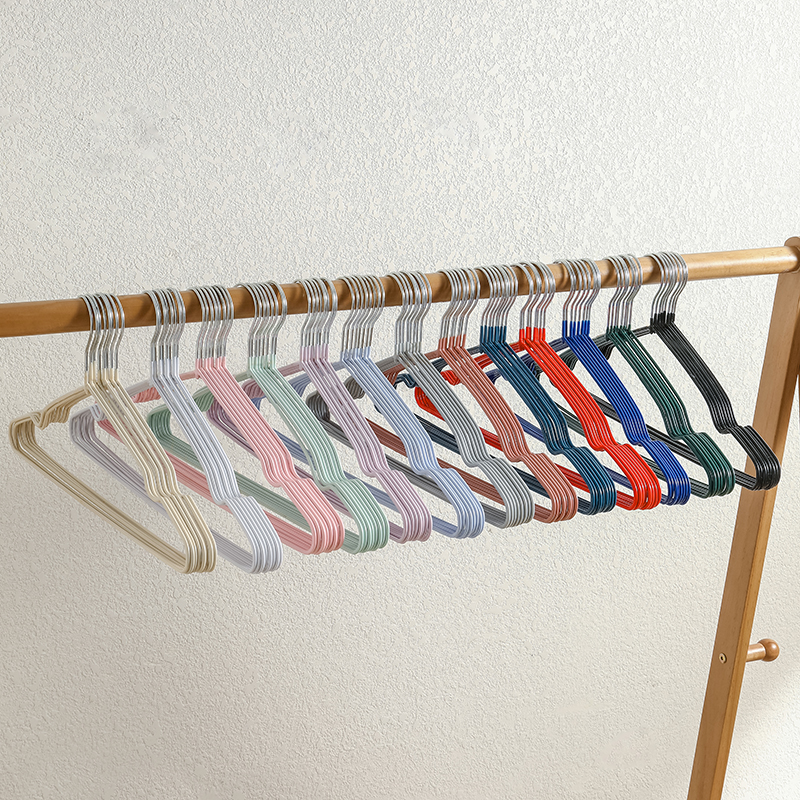 Colored Hangers For Drying Clothes Dry-wet Double Use Pvc Coated Full Adult Standard Size Plastic Hanger