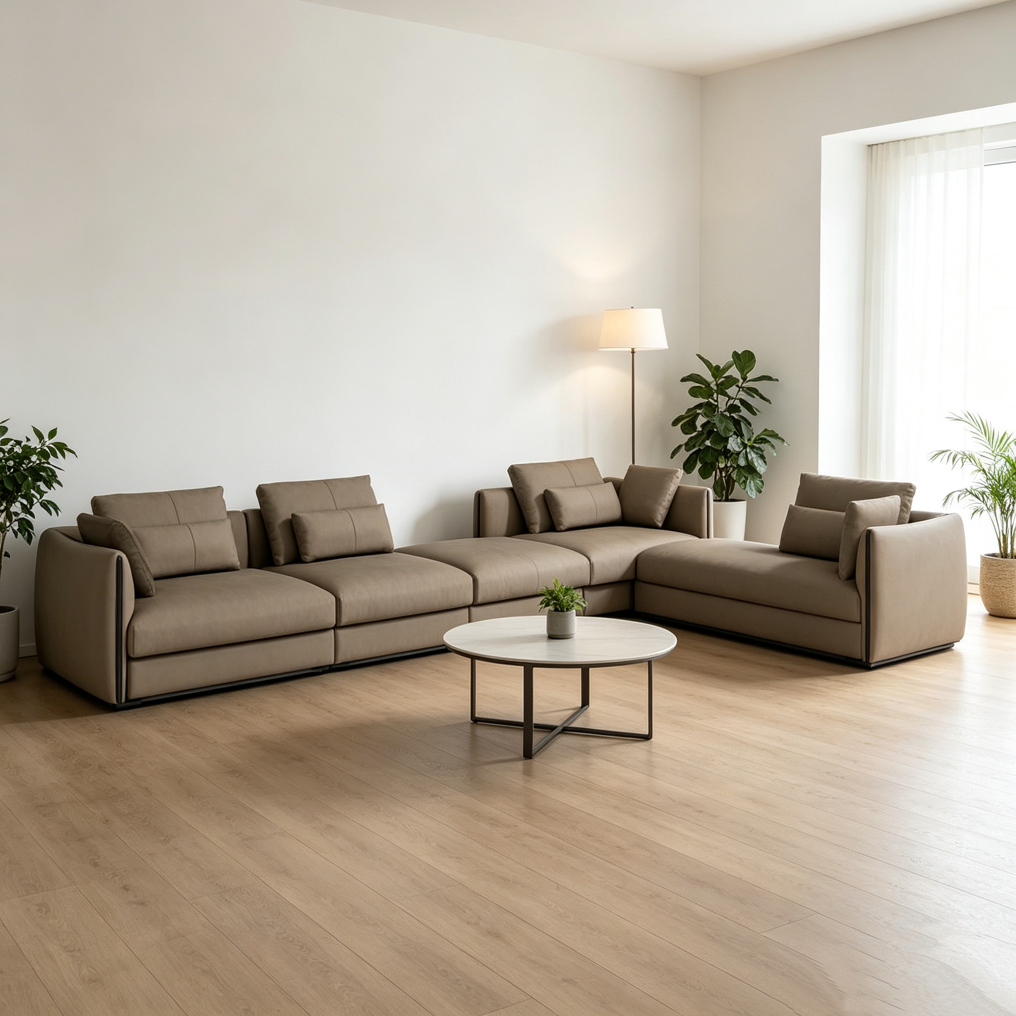 Minimalist Stylish Square Sofa Genuine Leather Cover Sponge Sleek Design for Modern Living Spaces Durable Eco-Friendly Family