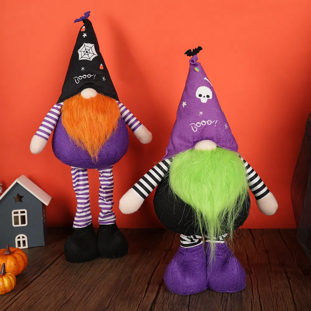Handcrafted Plush Gnome Decor Stretchable Halloween Party Display Props Seasonal Shelf Accents
