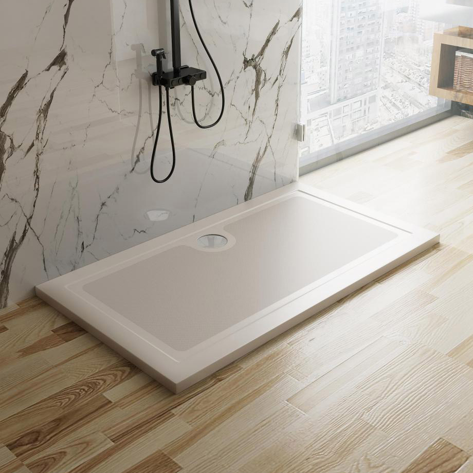 European Style Center Drain Stone Resin Shower Base Pan Anti Slip Bathroom Rectangle Smc Shower Tray