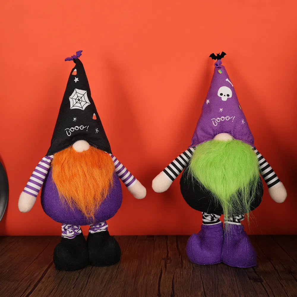 Handcrafted Plush Gnome Decor Stretchable Halloween Party Display Props Seasonal Shelf Accents