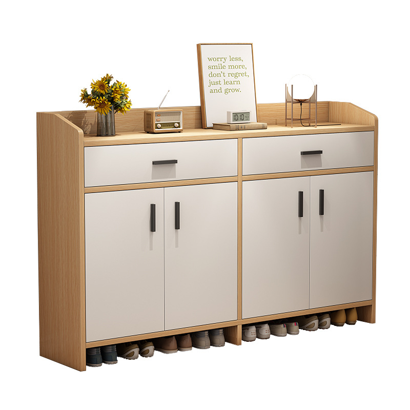 Modern and Simple Wooden Shoe Cabinet for Home Entrance Economical Storage Shoe Rack Integrated with Hallway and Entryway