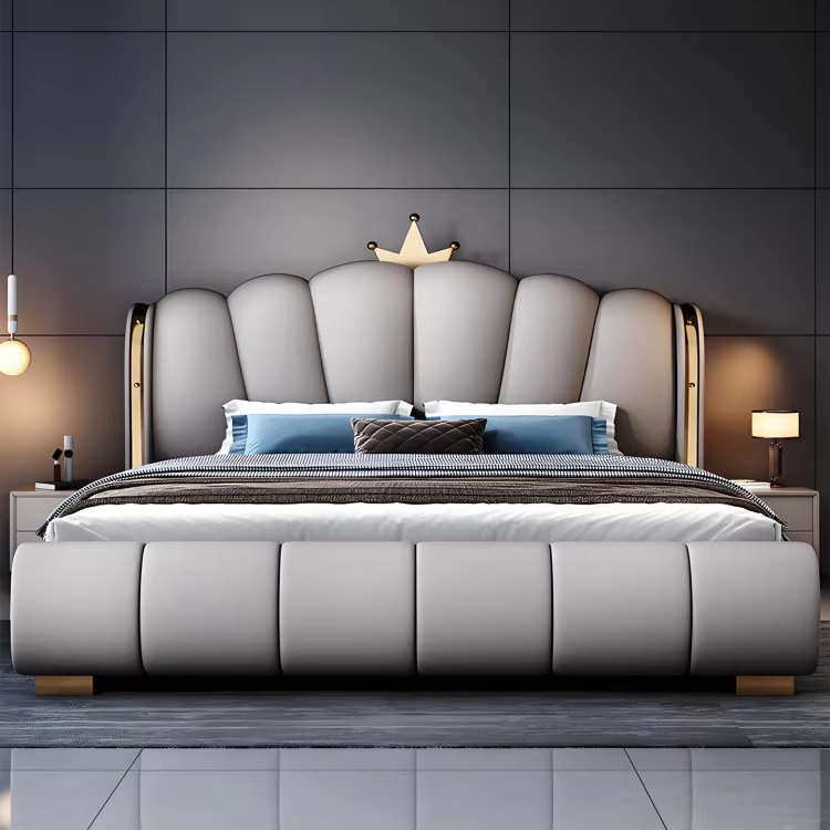 Luxury Soft Leather Double Bed Frame Modern Design Super-large Bed Frame Modern Style Luxury King Size Bedroom Furniture Set