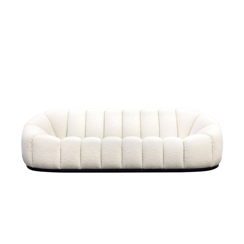 Nordic-style Light Luxury Eco-Friendly Upholstered Lambswool Fabric Three Seat Chesterfield Sofa Pumpkin-shaped Minimalist Sofa