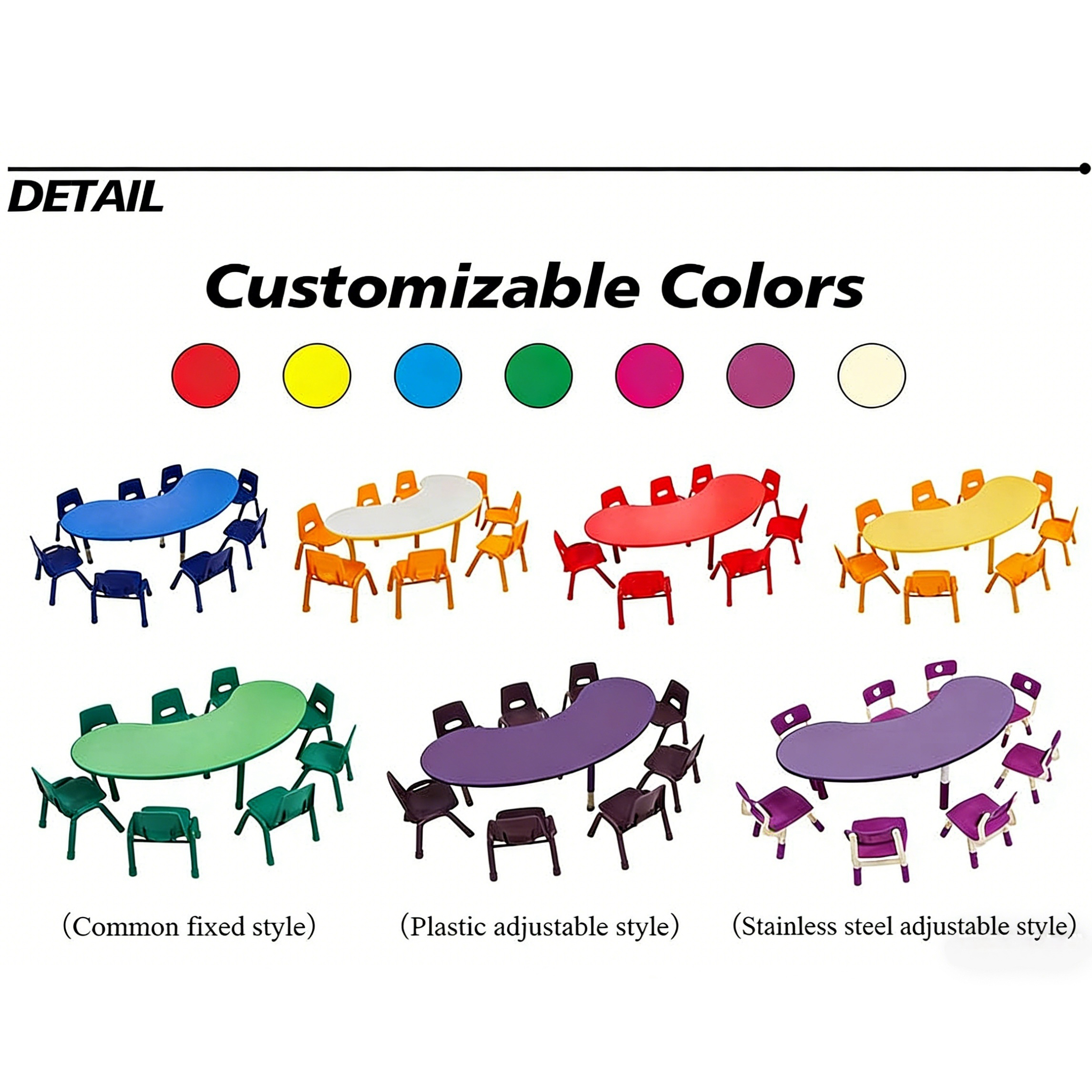 Modern School U-Shaped Preschool Table Chair Set for Kids Early Learning in Kindergarten &amp; Daycare