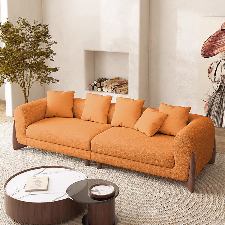 Modern White Fabric 1-2 -3 -4 Seats Sofa Couch Light Luxury Designer Hotel Living Room Furniture Teddy Velvet Straight Sofa Set