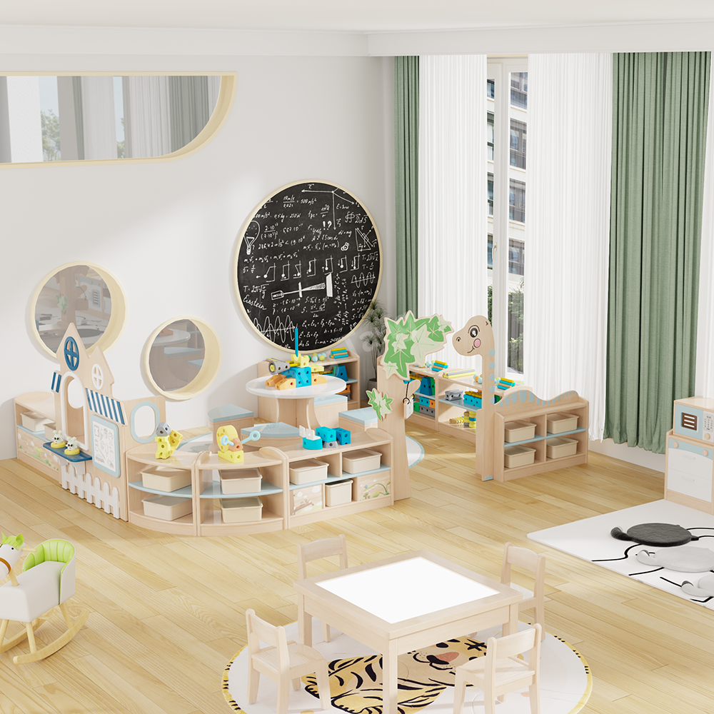 Montessori Wooden Role Play Furniture Preschool Kids Toy Kitchen Set for Daycare Kindergarten Classroom Nursery Learning Center