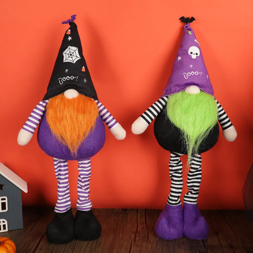 Handcrafted Plush Gnome Decor Stretchable Halloween Party Display Props Seasonal Shelf Accents