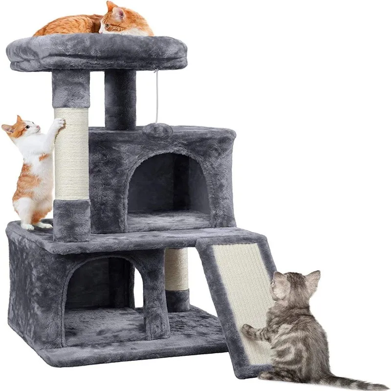 Stylish Light Gray Cat Tower Sustainable Pet Furniture Solution Pet Product