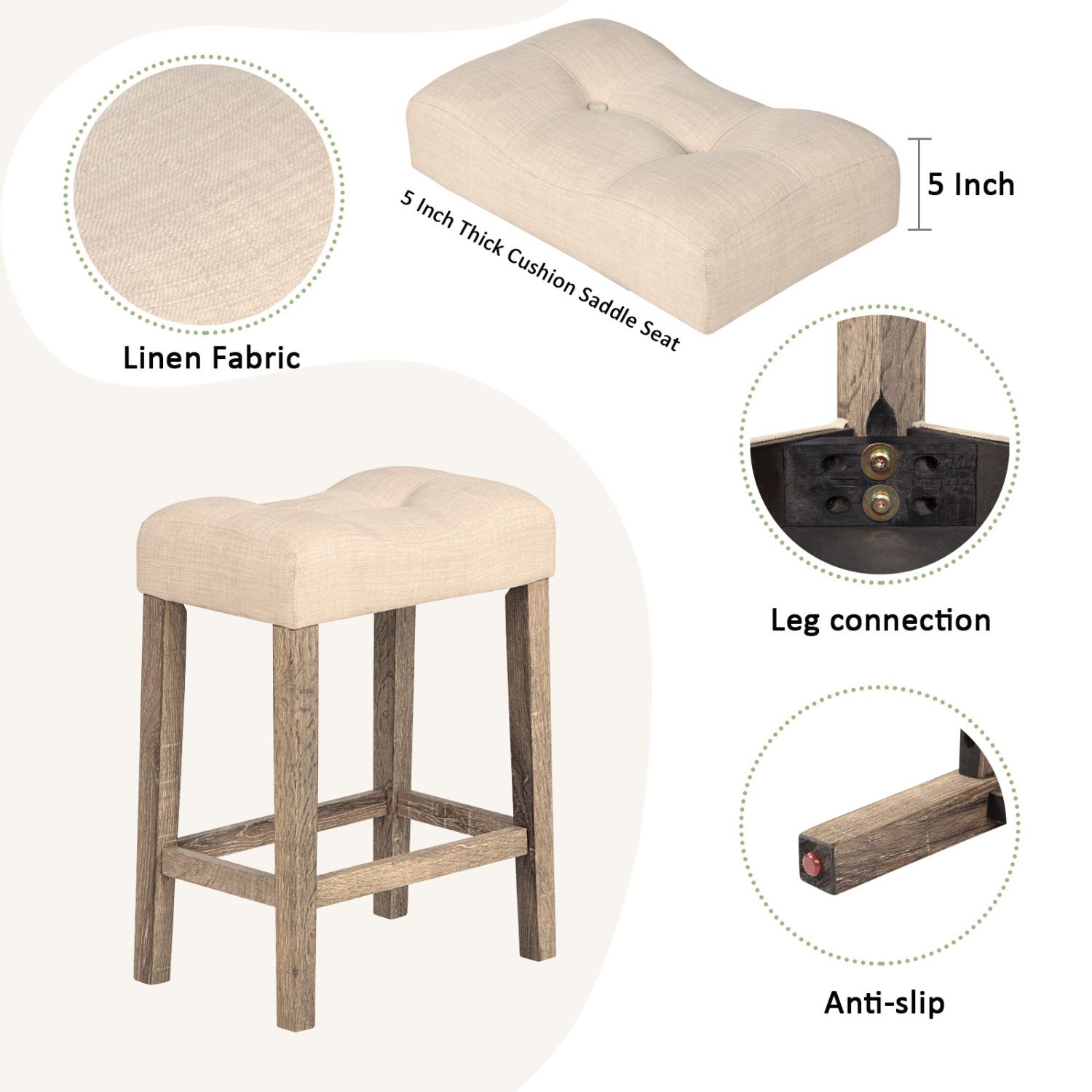 4-Piece Brown Bar Table Set with Power Outlet Dining Table and 3 Padded Stools for Living Room Game Room Use