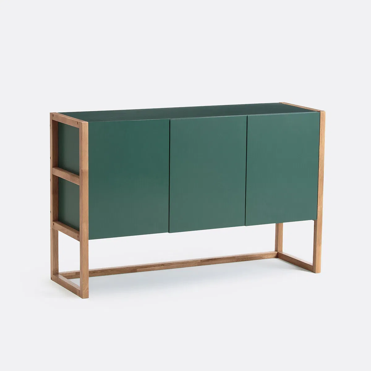 Eco-Friendly Solid Wood Storage Sideboard with Recycled Wood Frame &amp; Adjustable Shelves for Sustainable Living