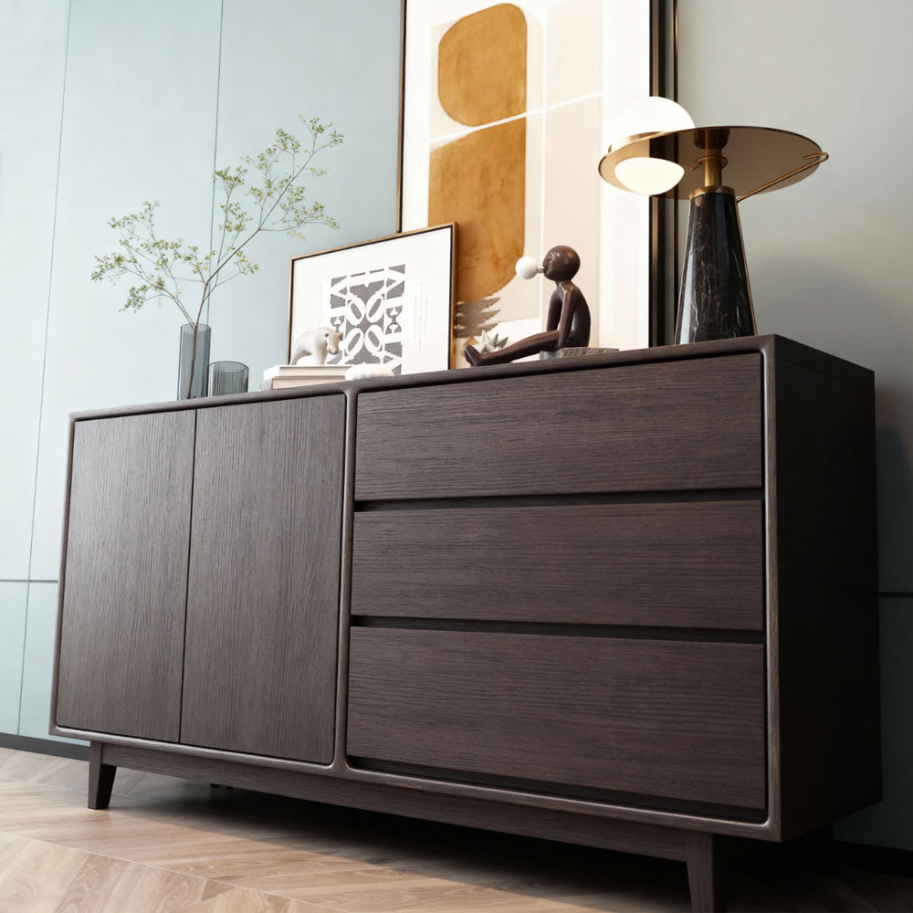 Modern Luxury Solid Wood Sideboard Cabinet Dining Room Living Room Home Furniture Storage with Shoe Rack Entryway Hallway